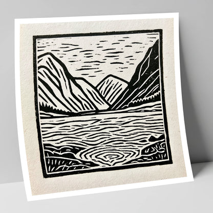 Graphic Ennerdale Water and Fells lake district valley art print
