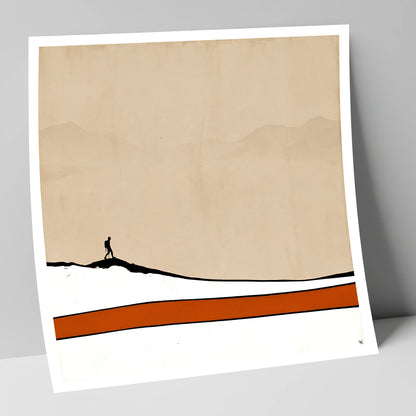 Hiker Silhouette against Distant Fells lake district walking art print
