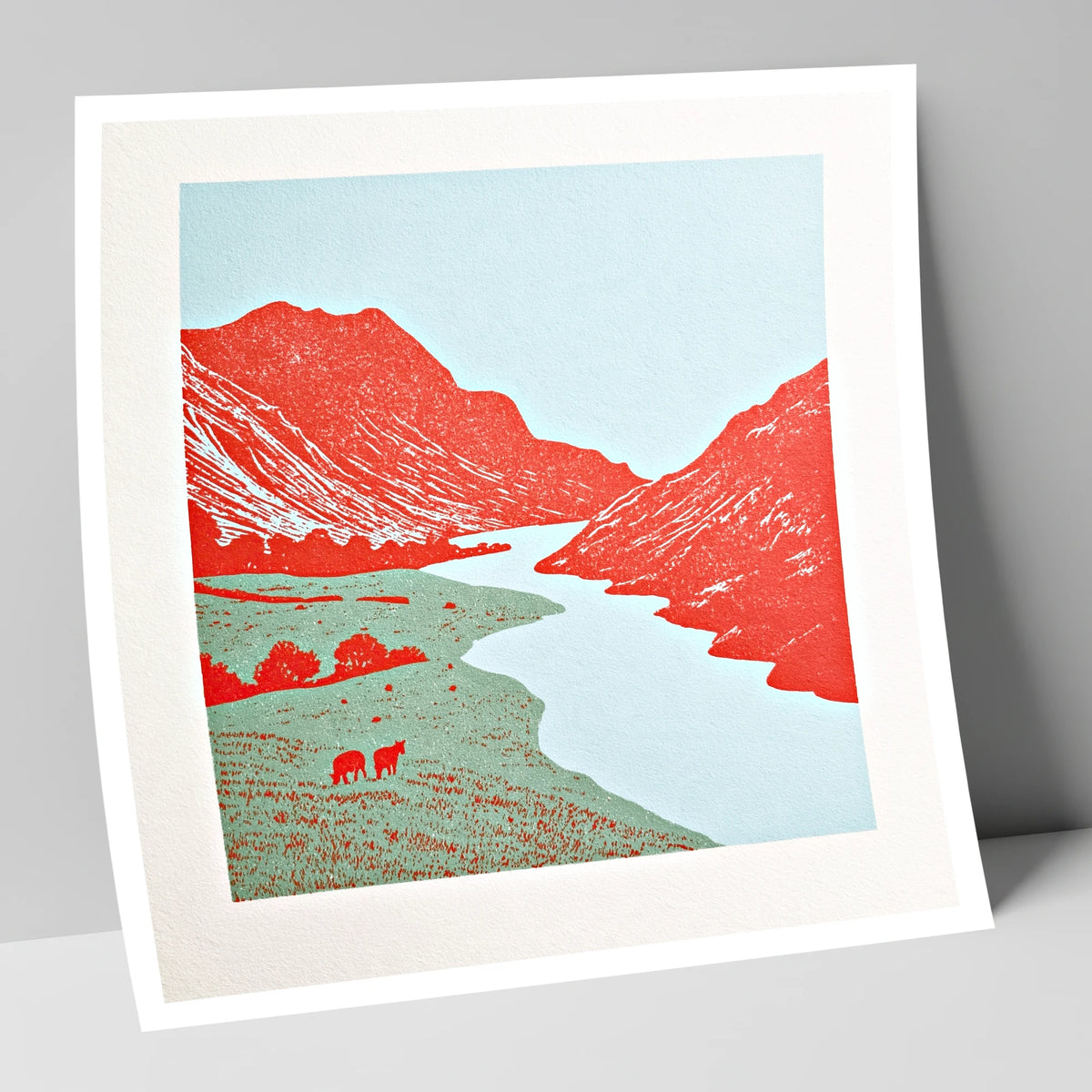 Eskdale Valley in Vivid Red lake district valley art print
