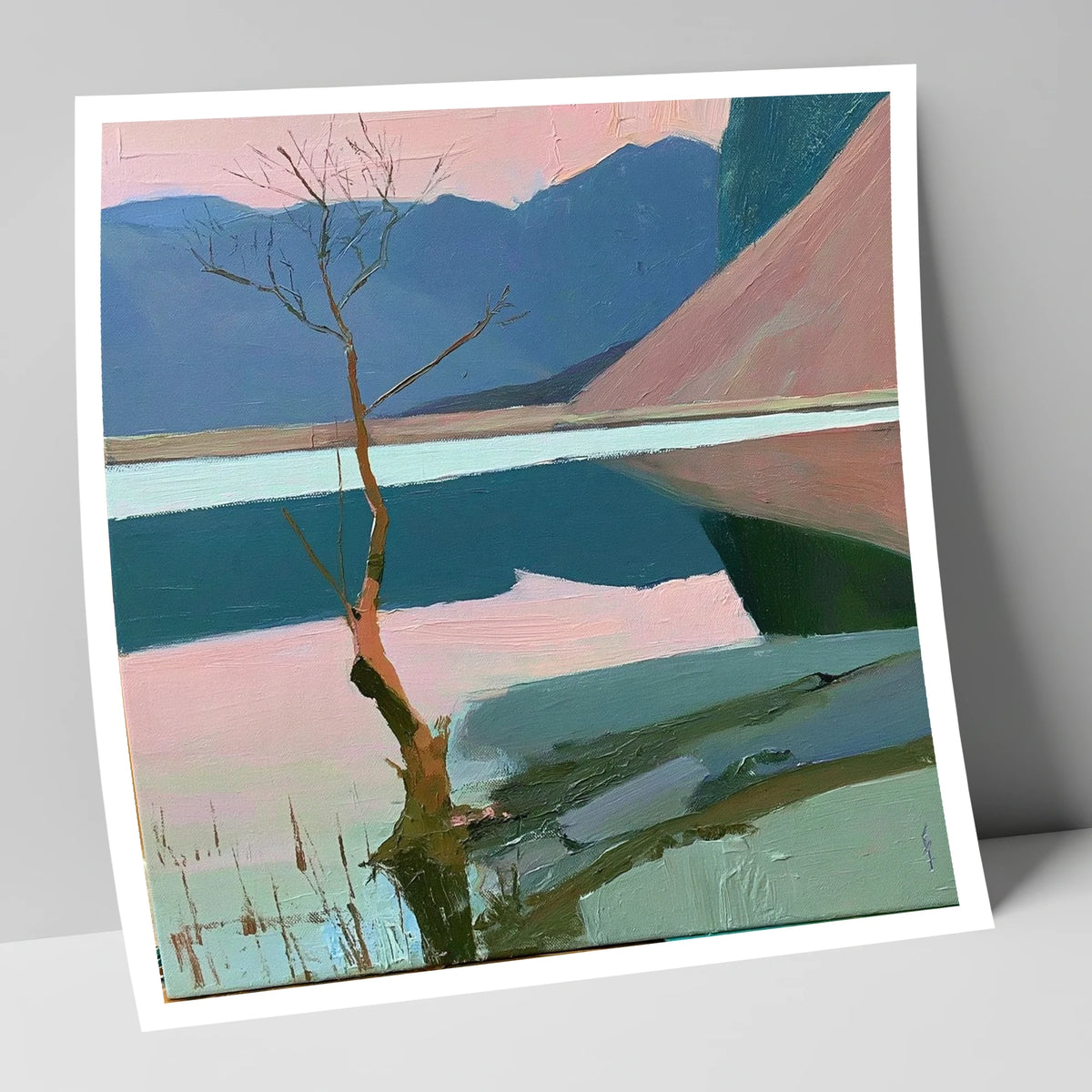 Buttermere Lone Tree in Pink lake district lake art print