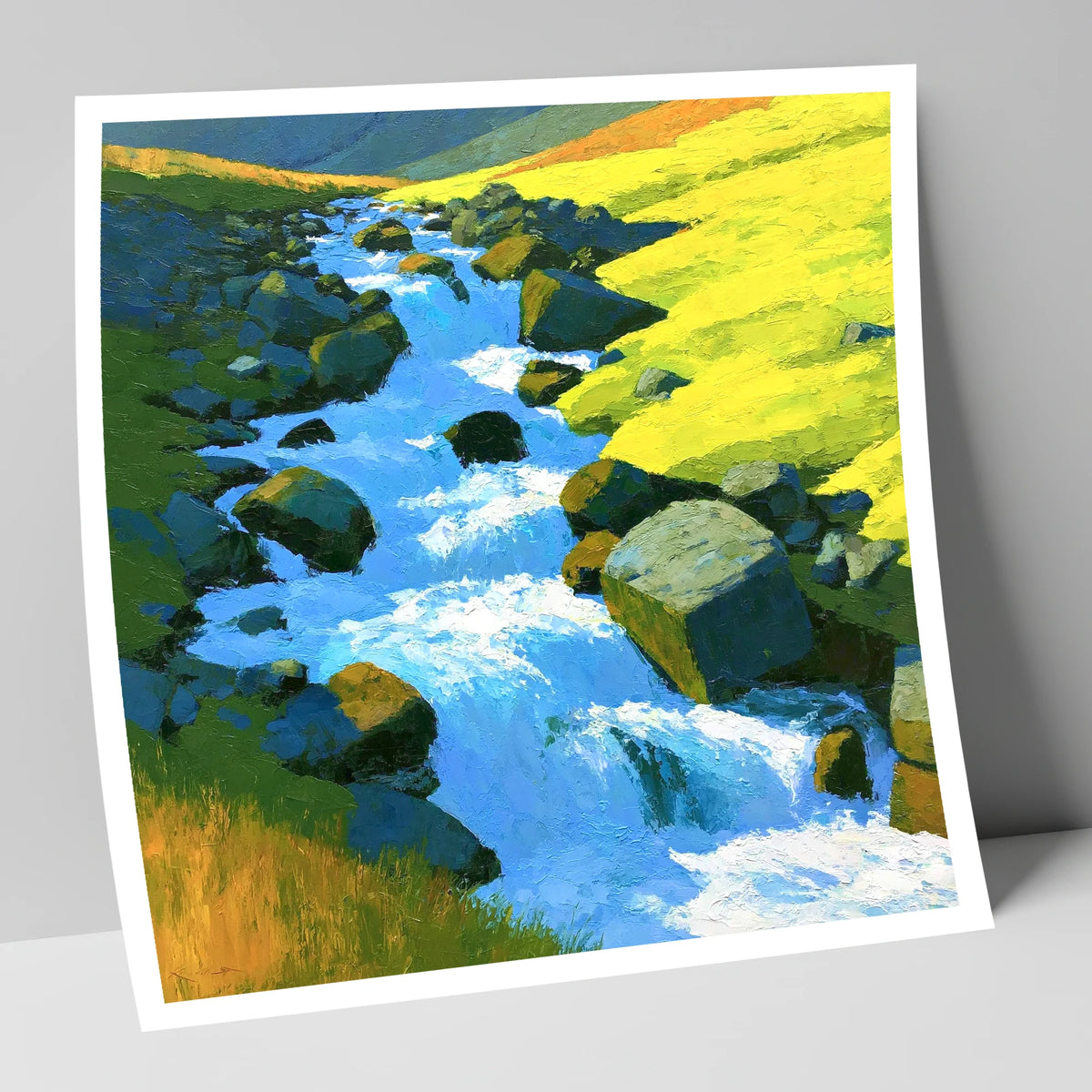 Sparkling Mountain Beck in High Summer lake district waterfall art print