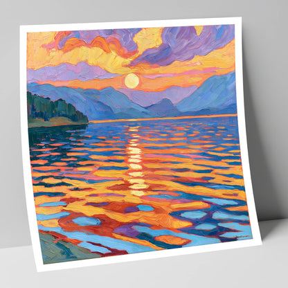 Vibrant Sunset Over Lake Water lake district lake art print