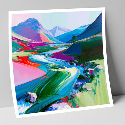 Colourful Rushing Fellside Beck lake district waterfall art print