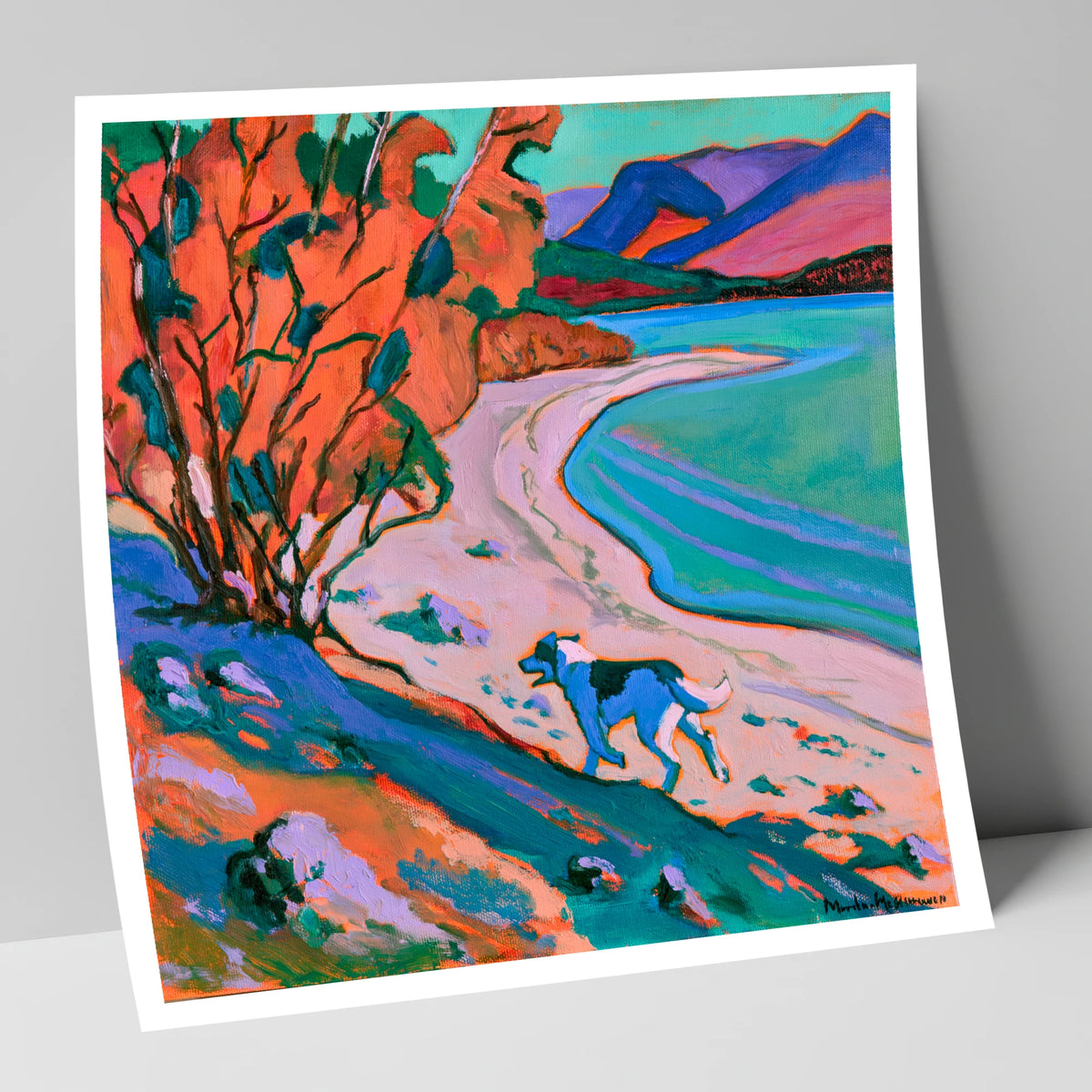 Colourful Derwentwater Shore with Dog derwentwater wall art art print