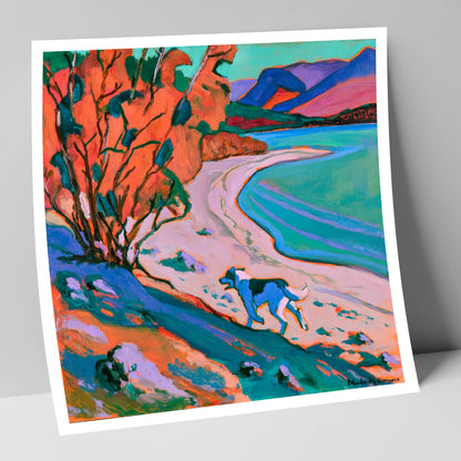 Colourful Derwentwater Shore with Dog derwentwater wall art art print