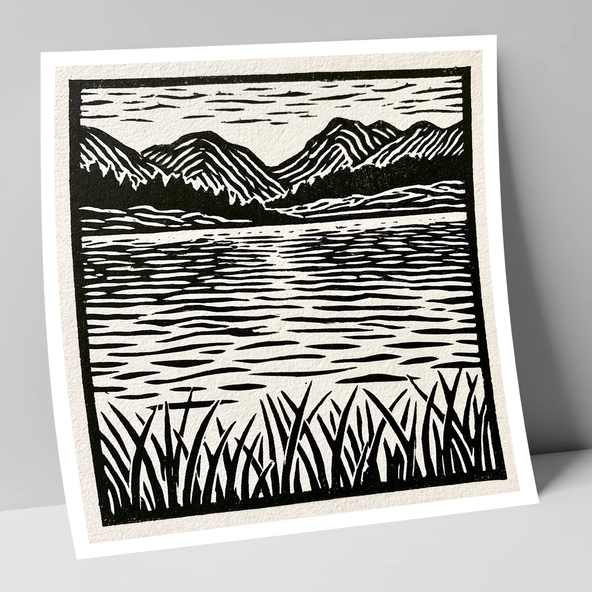 Calm Lake Reflections in Monochrome lake district lake art print