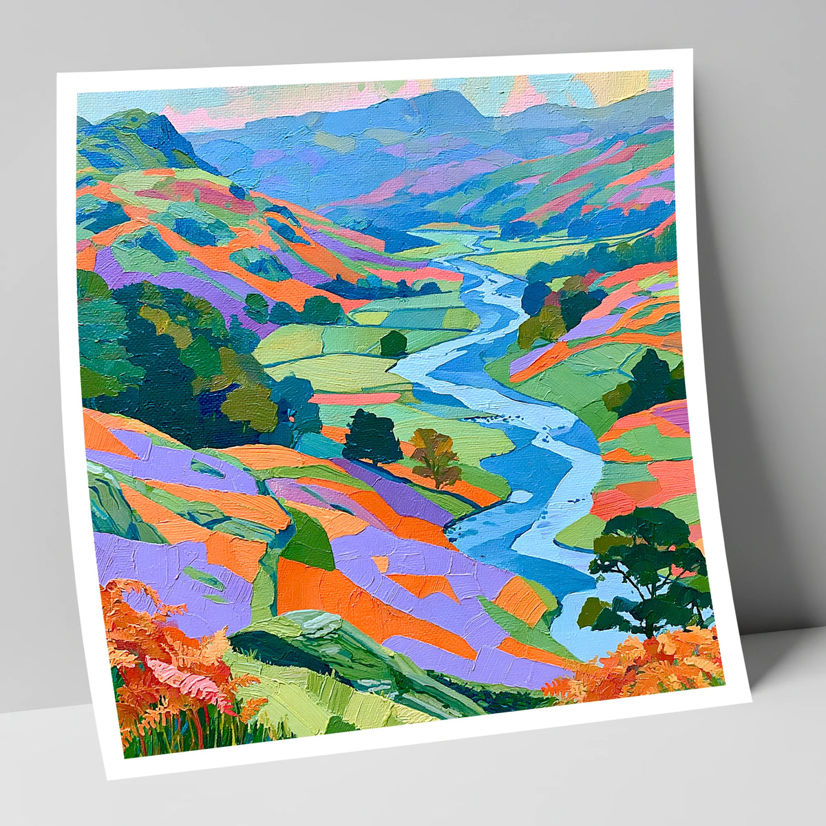 Vibrant Lake District River Valley lake district waterfall art print