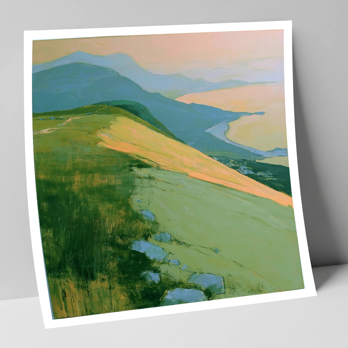 Fell Summit in Golden Light lake district fell art print