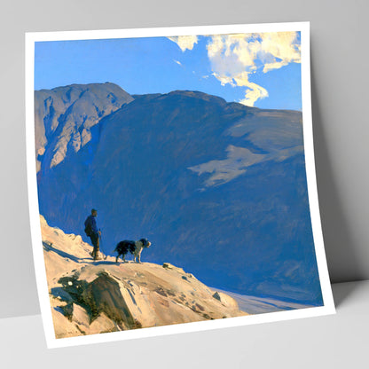Great Gable Walker and Dog gifts for dog walkers art print