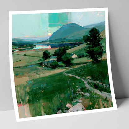 Neon Sunrise Over Lakeland Valley lake district lake art print