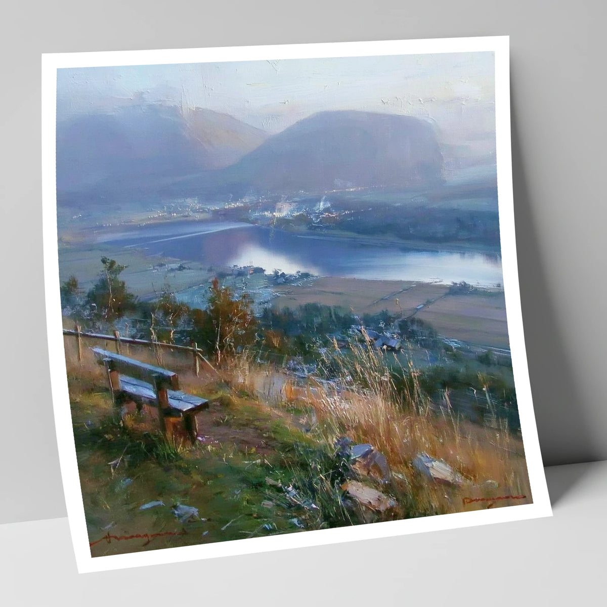 Elevated Bench Over Loweswater lake district lake art print