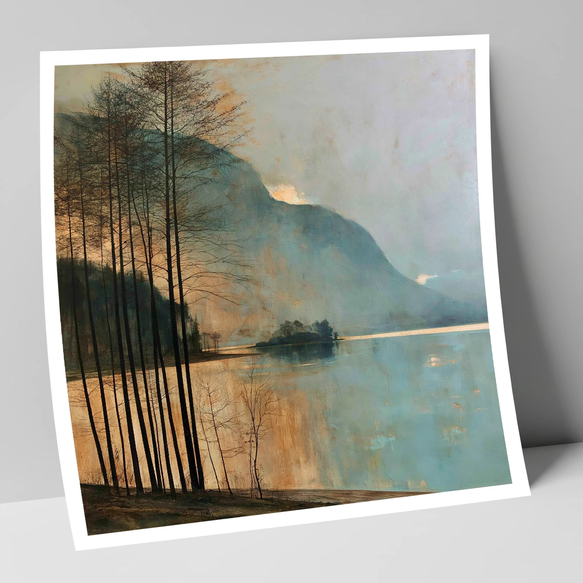 Grasmere Island in Golden Light lake district lake art print