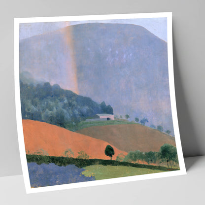 Fell Barn Under a Rainbow lake district sky art print