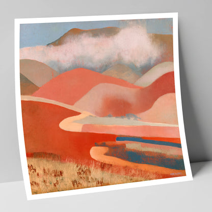 Terracotta Fells Under Cloud lake district fell art print