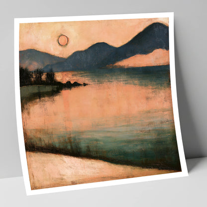 Terracotta Sunset Over Lakeland Water lake district lake art print