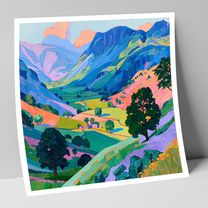 Vibrant Valley Between Blue Fells lake district valley art print