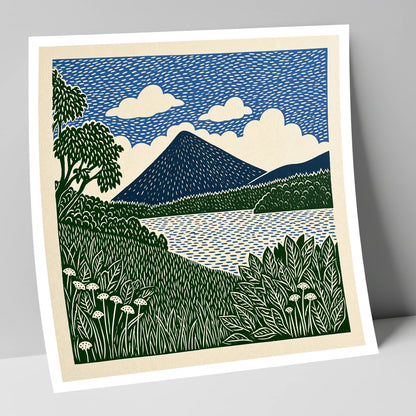 Catbells Peak in Deep Blue lake district fell art print