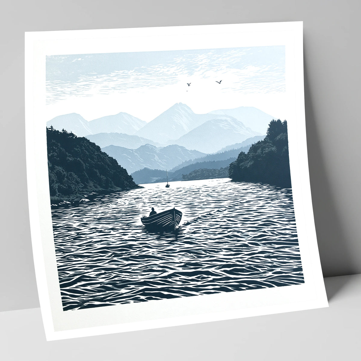 Coniston Water in Deep Navy lake district lake art print