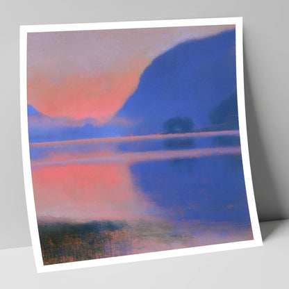 Pink Dawn Over Still Lake lake district lake art print