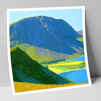 Grasmoor Over Sunlit Valley Fields lake district fell art print