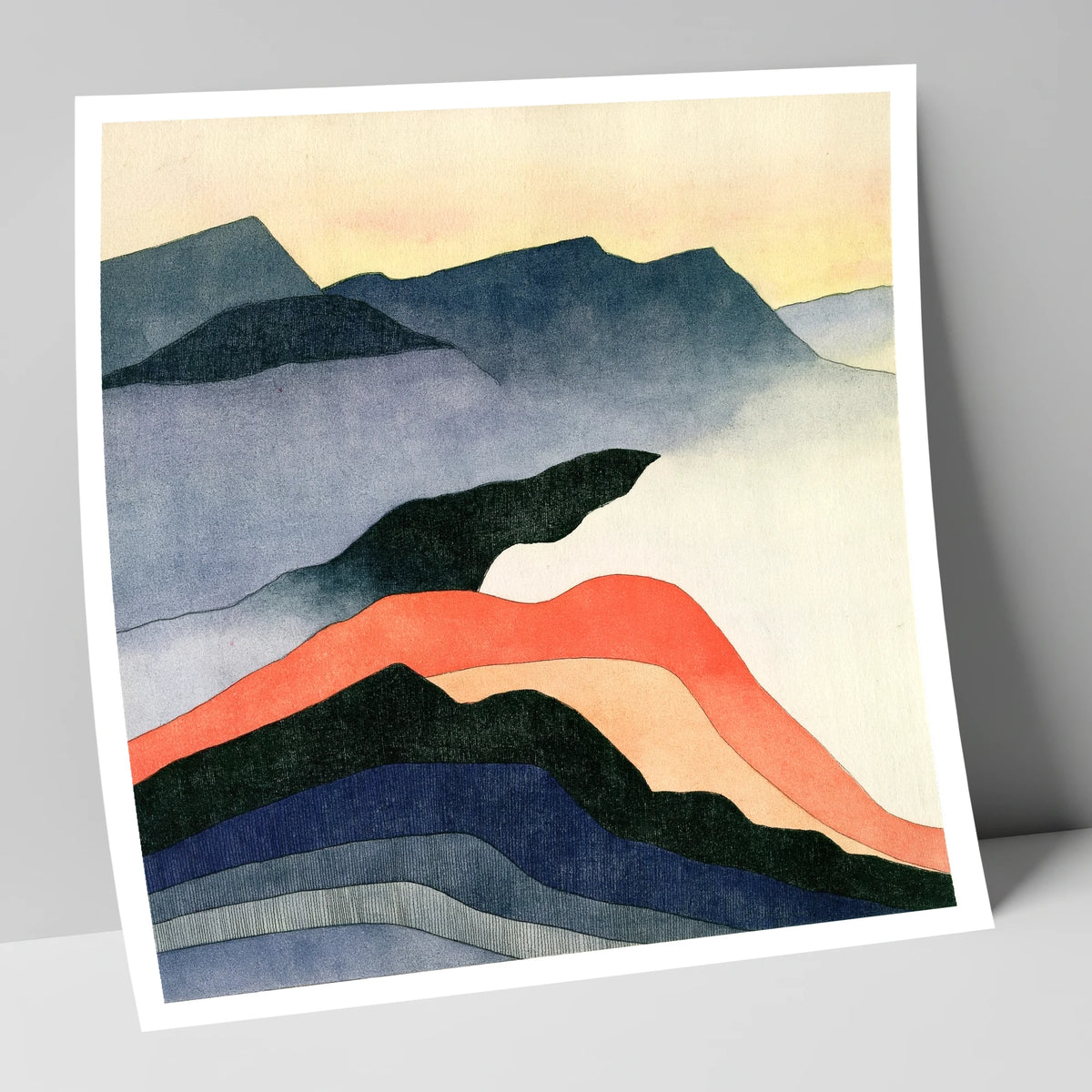 Terracotta Layered Summit View lake district fell art print
