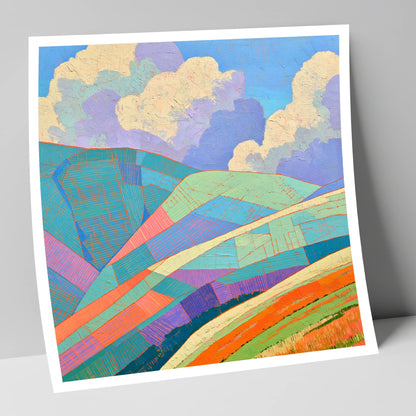 Geometric Fells Under Storm Clouds lake district sky art print