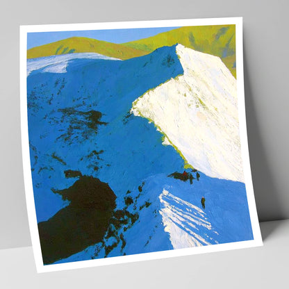 Striding Edge in Winter Snow lake district fell art print
