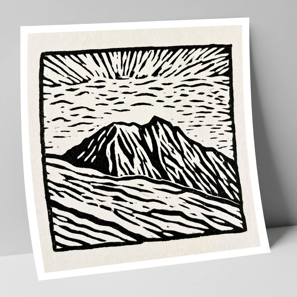 Monochromatic Helvellyn Sunburst lake district fell art print