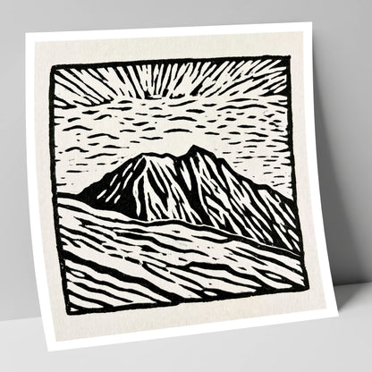 Monochromatic Helvellyn Sunburst lake district fell art print