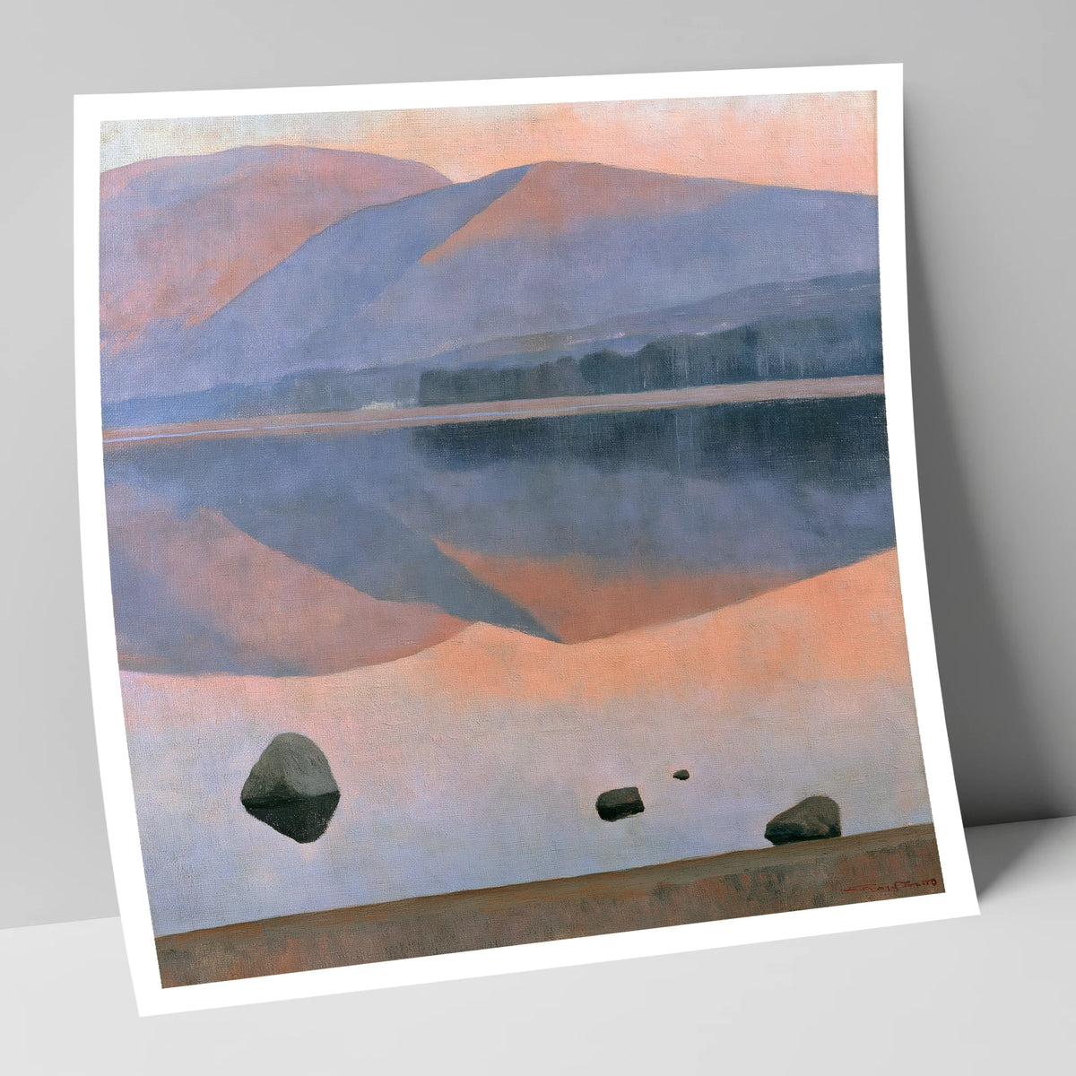 Dusk Fells Reflected on Calm Water lake district lake art print