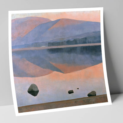 Dusk Fells Reflected on Calm Water lake district lake art print