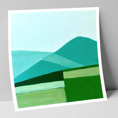 Modern Geometric Blencathra In Teal lake district fell art print