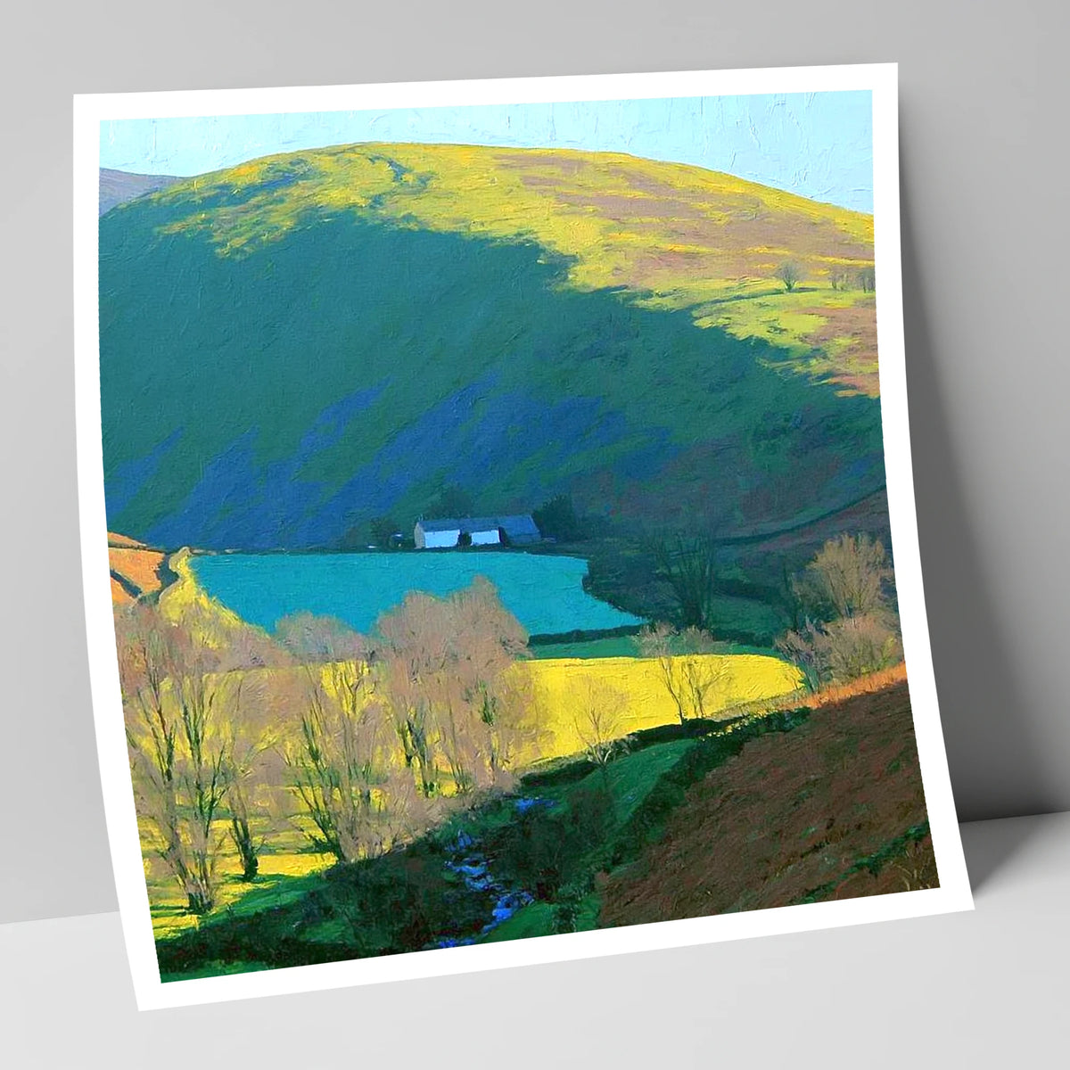 Vibrant Ling Fell Valley Farm lake district fell art print