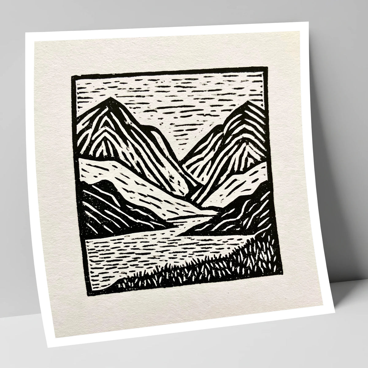 Lake and Fells in Monochrome lake district lake art print