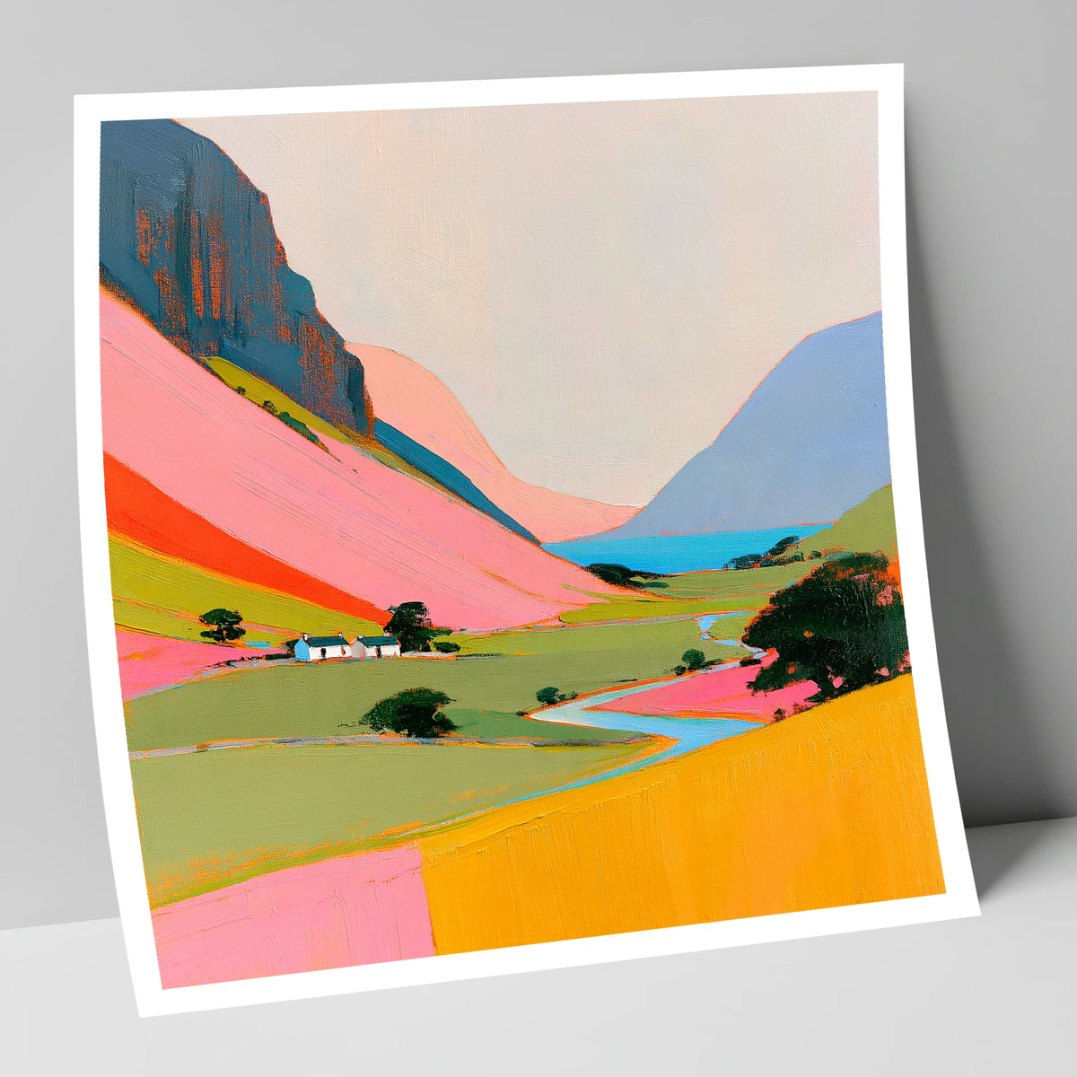 Colourful Valley Between the Fells lake district valley art print