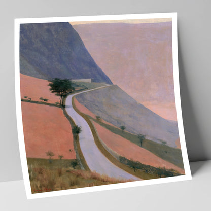 Winding Mountain Pass in Dusk Pink lake district valley art print