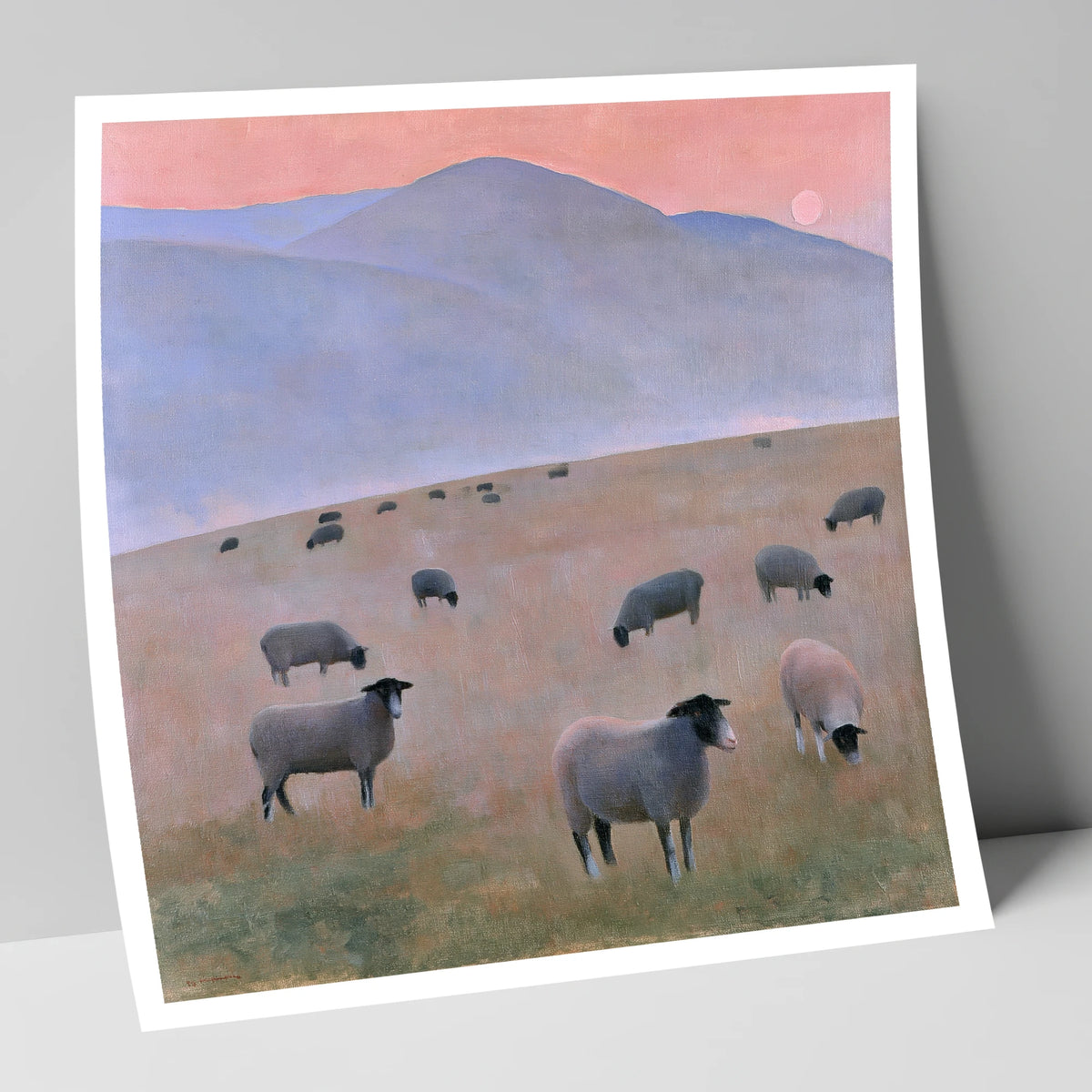 Herdwick Sheep on Pastel Fells lake district wildlife art print