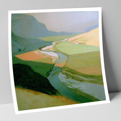 Winding River Through Sage Fells lake district waterfall art print