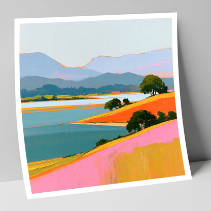 Vibrant Fells and Teal Lake lake district lake art print