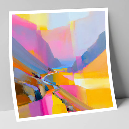 Vivid Fuchsia Winding Mountain Pass lake district valley art print