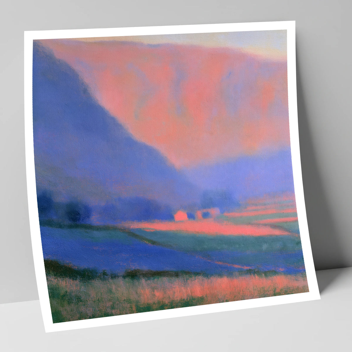 Pink Light on Patchwork Fields lake district valley art print