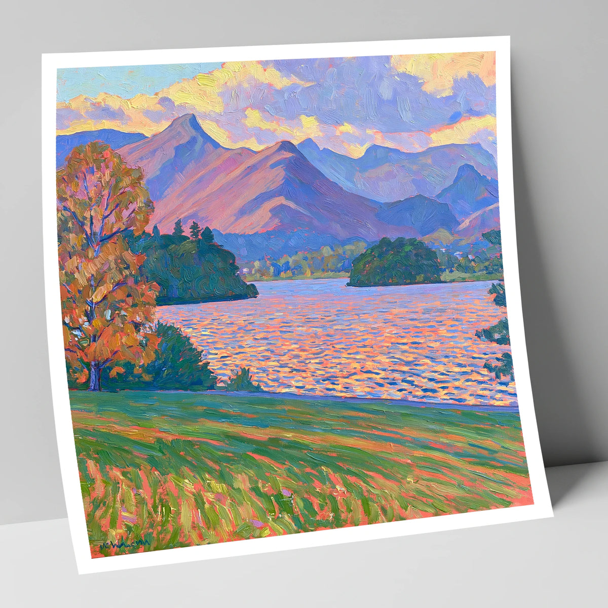 Radiant Derwentwater from Crow Park lake district village art print