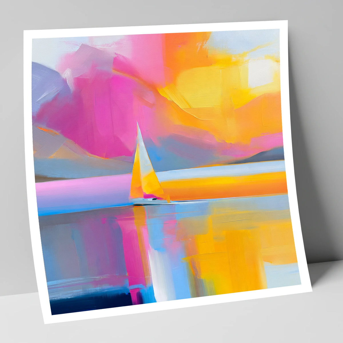 Vibrant Sailboat on the Lake lake district walking art print