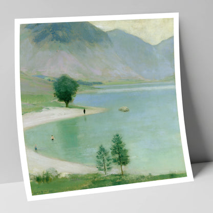 Wild Swimmers in Hazy Wastwater lake district walking art print