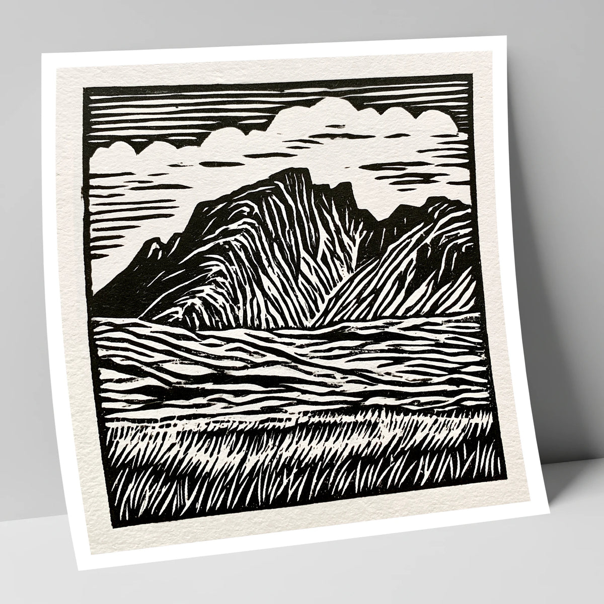 Scafell Pike in Bold Monochrome lake district fell art print