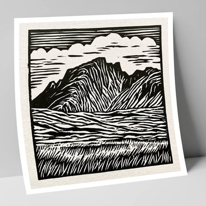 Scafell Pike in Bold Monochrome lake district fell art print