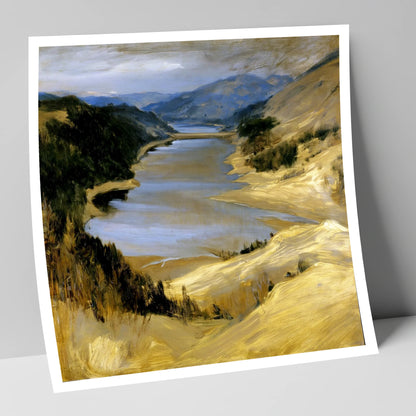 Thirlmere Reservoir in Golden Ochre lake district lake art print