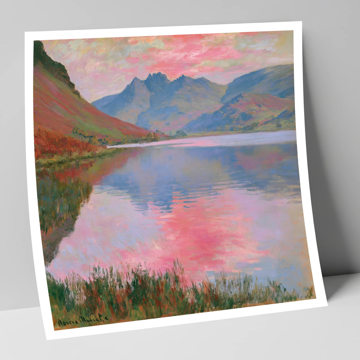 Pink Sunset Reflections on Loweswater lake district lake art print