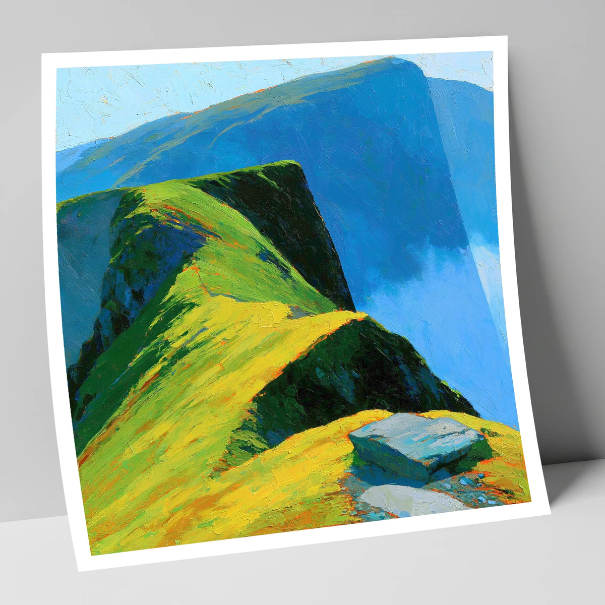 Sunlit Ridge and Deep Blue Crags lake district fell art print