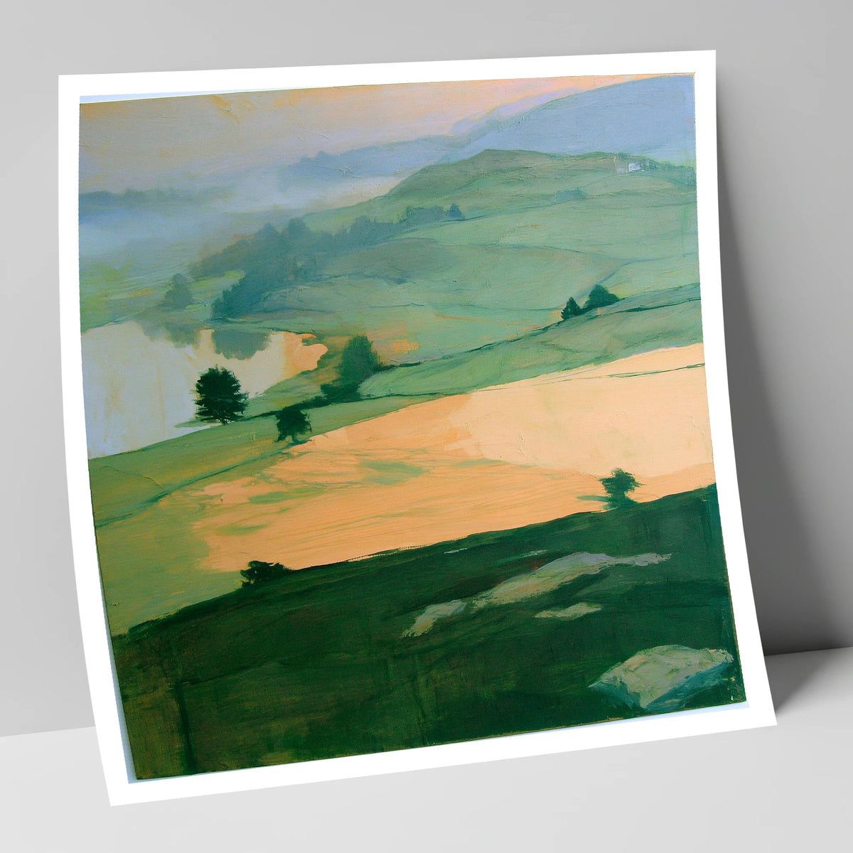 Misty Valley In Apricot Light lake district sky art print